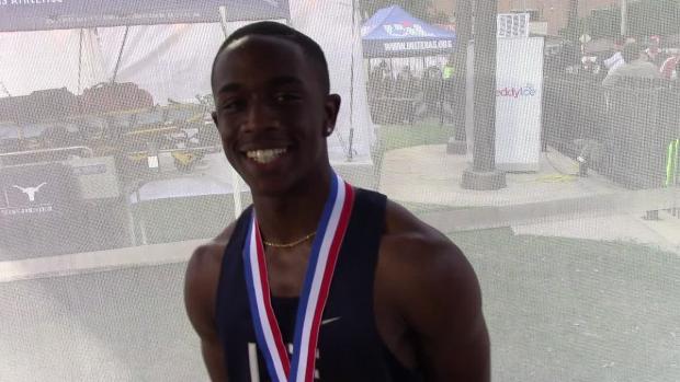 Jeremy King UIL 3A Boys 110 Hurdles 1st
