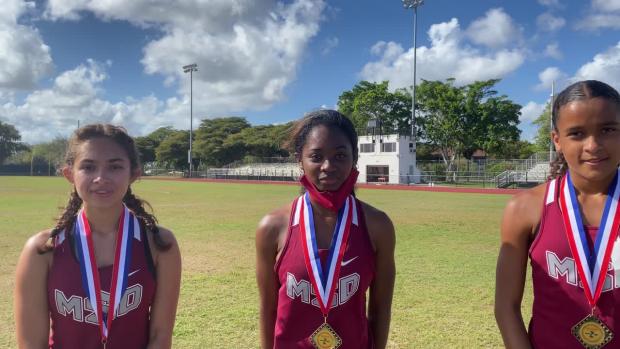 Douglas wins the shuttle hurdles relay 
