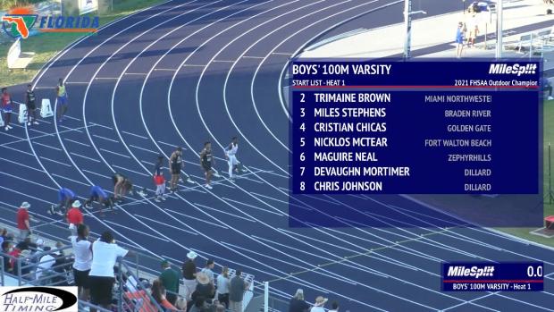 3A Boys 100 Finals Section 1