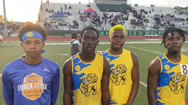 Carroll boys win 400 meter relay heat!
