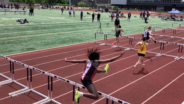 Girls 100m Hurdles Heat 1