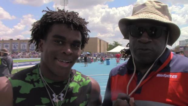 It is the cards for Luke Leverett in the 100m dash