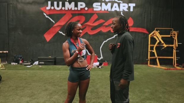 Parker Coes wins the Elite Girl's Long Jump