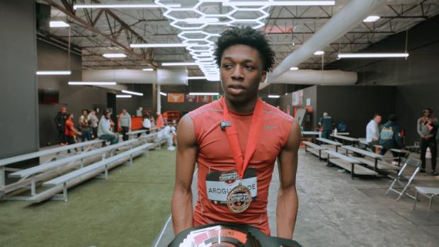 Justin Arogundade wins Boy's Triple Jump with 51-3 Jump