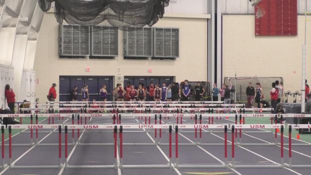 Girls 55 Hurdles Prelims Heat 1