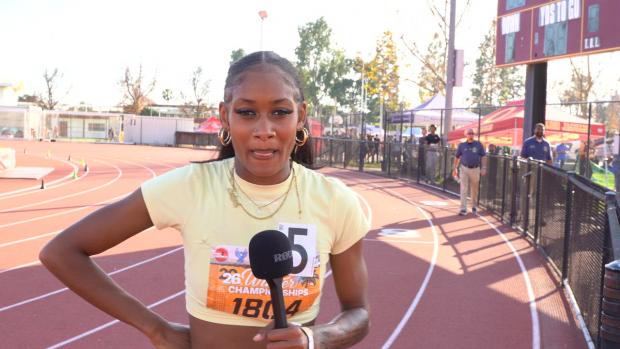 Kylani Gaines Reacts to Winning the First 200m Hurdles Race
