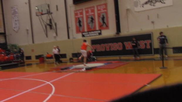 Varsity shot put, Maine South attempt 6