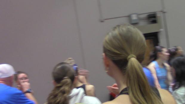 St. Charles North girls 4x4 winning aftermath