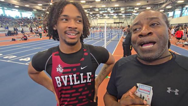 Jalyn Cole of Belleville West Wins His 60H Heat