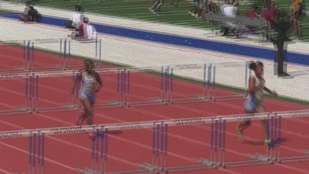 Girls 100 Hurdles Heat 1