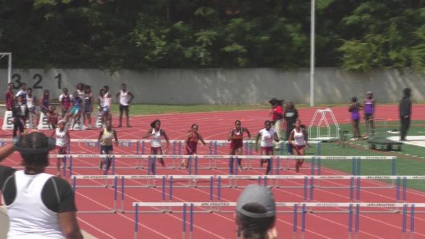 Girls 100 Hurdles Heat 2