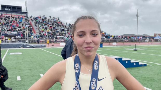Jamie Kociela after winning AAA high jump