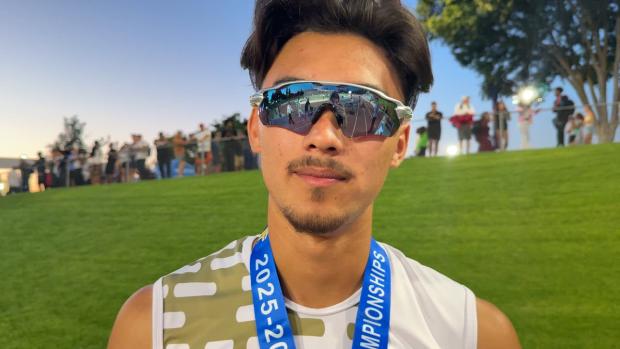 Boys 200 Finals - Cy Lugo interview after winning state title in
