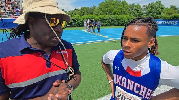 Jayden McCallum dons new uniform, wins 100 prelim