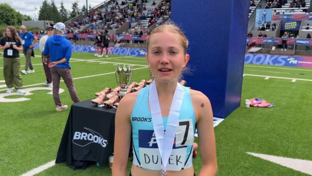 Natasza Dudek after 3rd place finish in girls 2 Mile