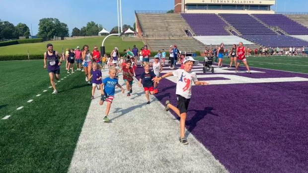 Red White and Blue Shoes kids run